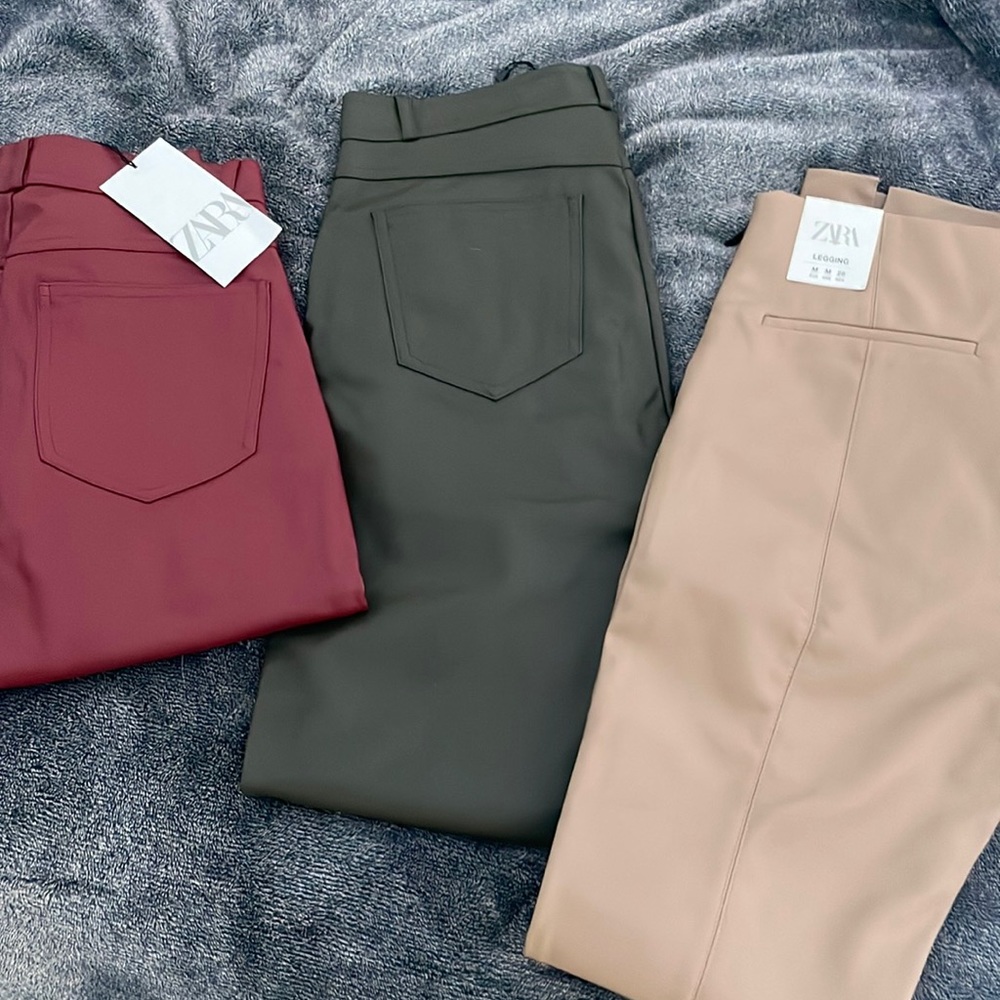 NEW WITH TAGS Zara Vegan Leather Legging Pants Bundle Size Medium 28